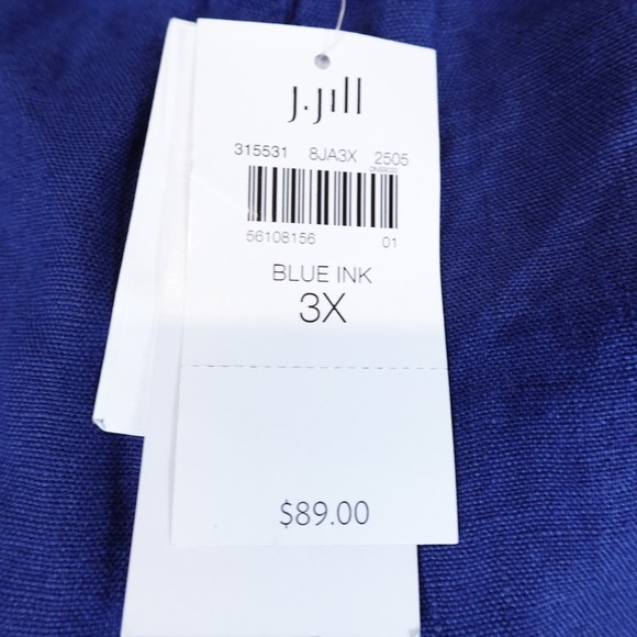 NWT J Jill Linen Pants Womens 3X Blue Ink European Flax 42x27 - Picture 2 of 9